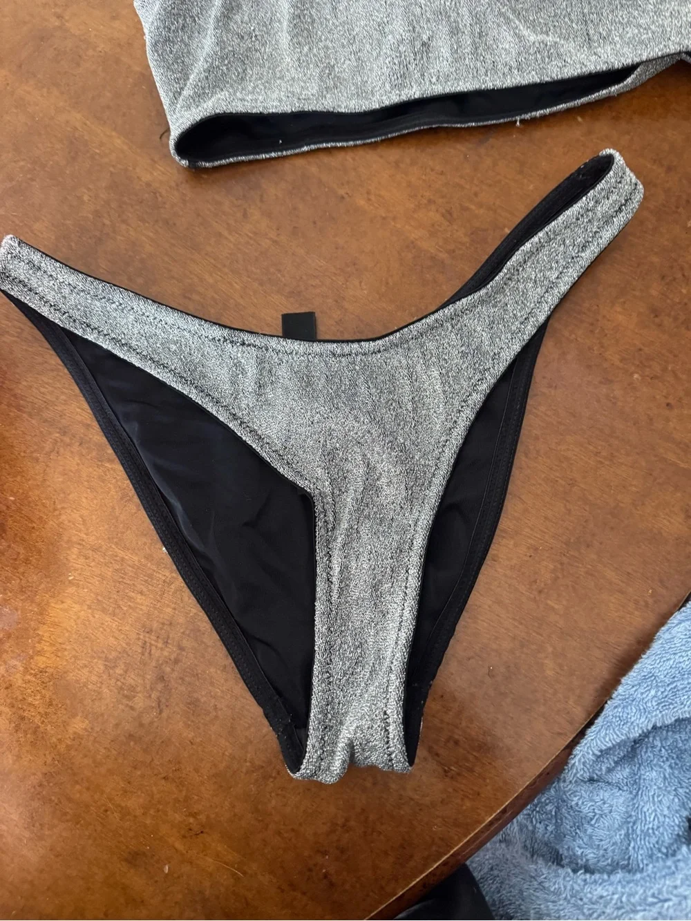 triangl swimwear Silver One-Shoulder Metallic Bikini Set